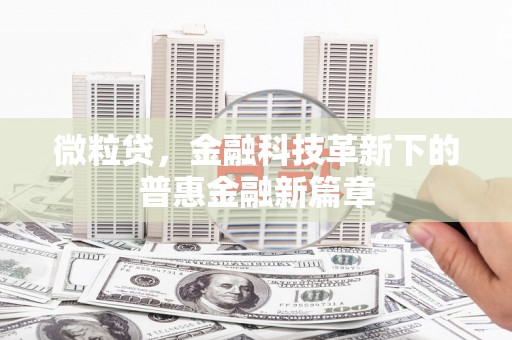 伊通微粒贷，金融科技革新下的普惠金融新篇章